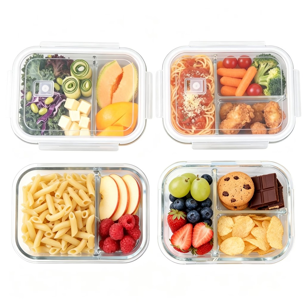Food Storage Glass Box - Glass Food Storage Containers with Dividers