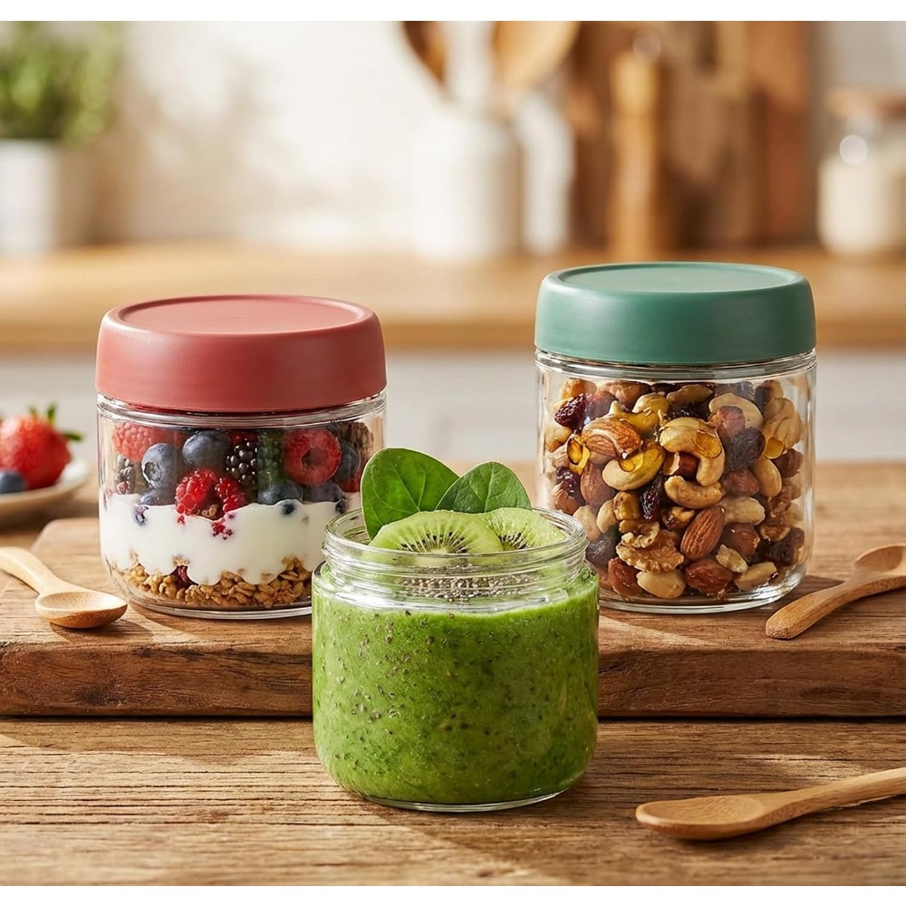 Food Storage Jars - 3 Pack 10oz Glass Jars with