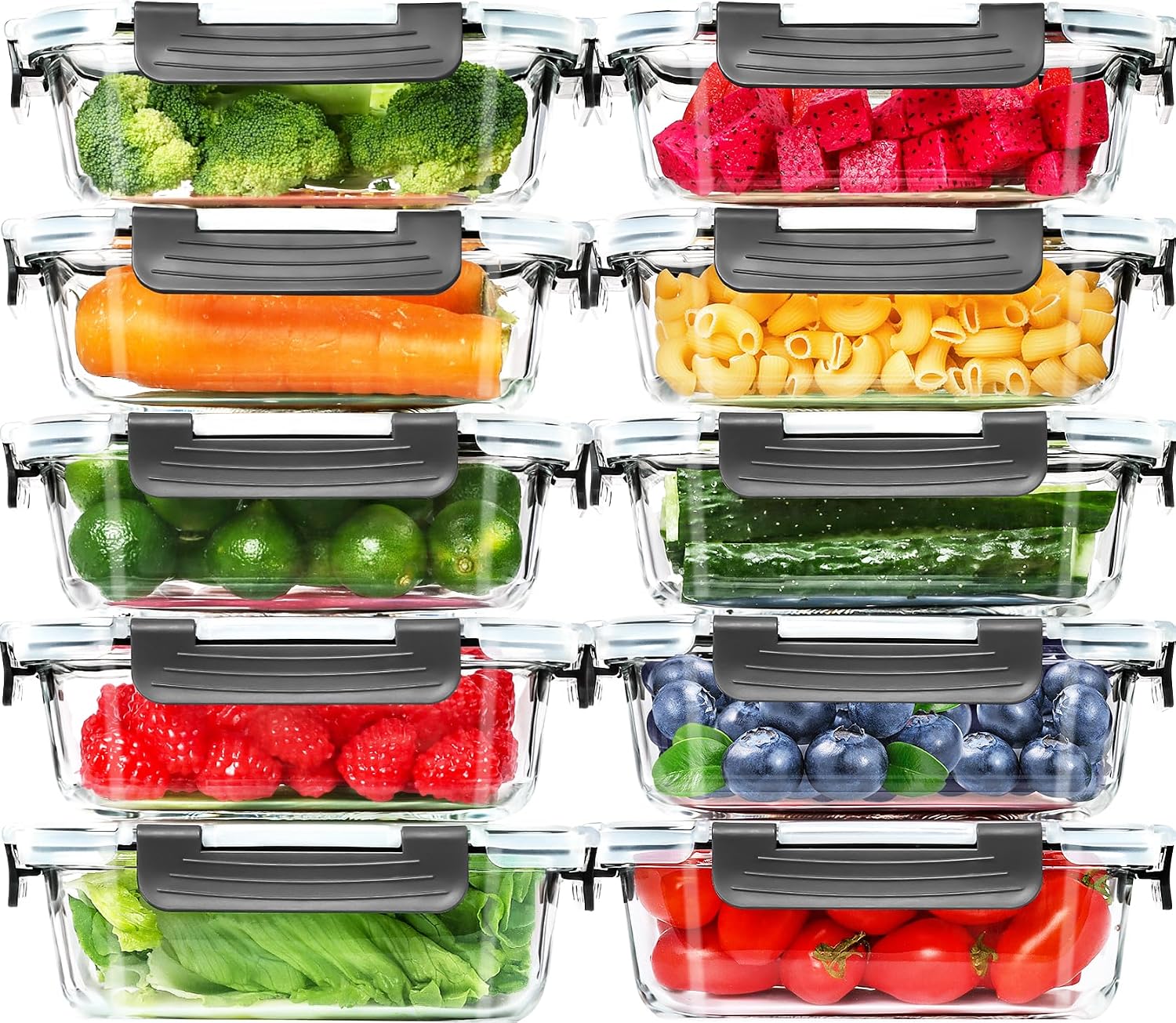 Food Storage Glass Box - 10 Pack Glass Meal Prep Containers,