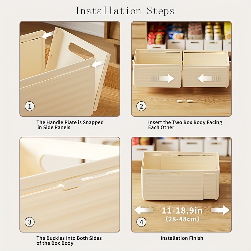 Food Storage Without Plastic - Cream-colored Retractable Storage Box, Expandable Kitchen