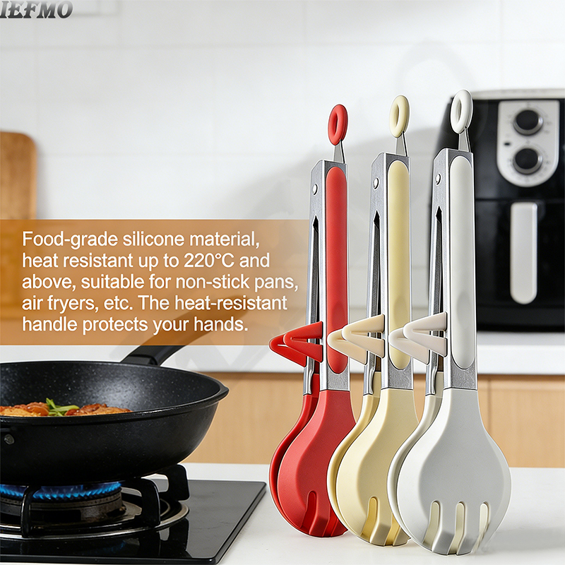 Food Storage Table - 25cm Silicone Food Tongs with Stand