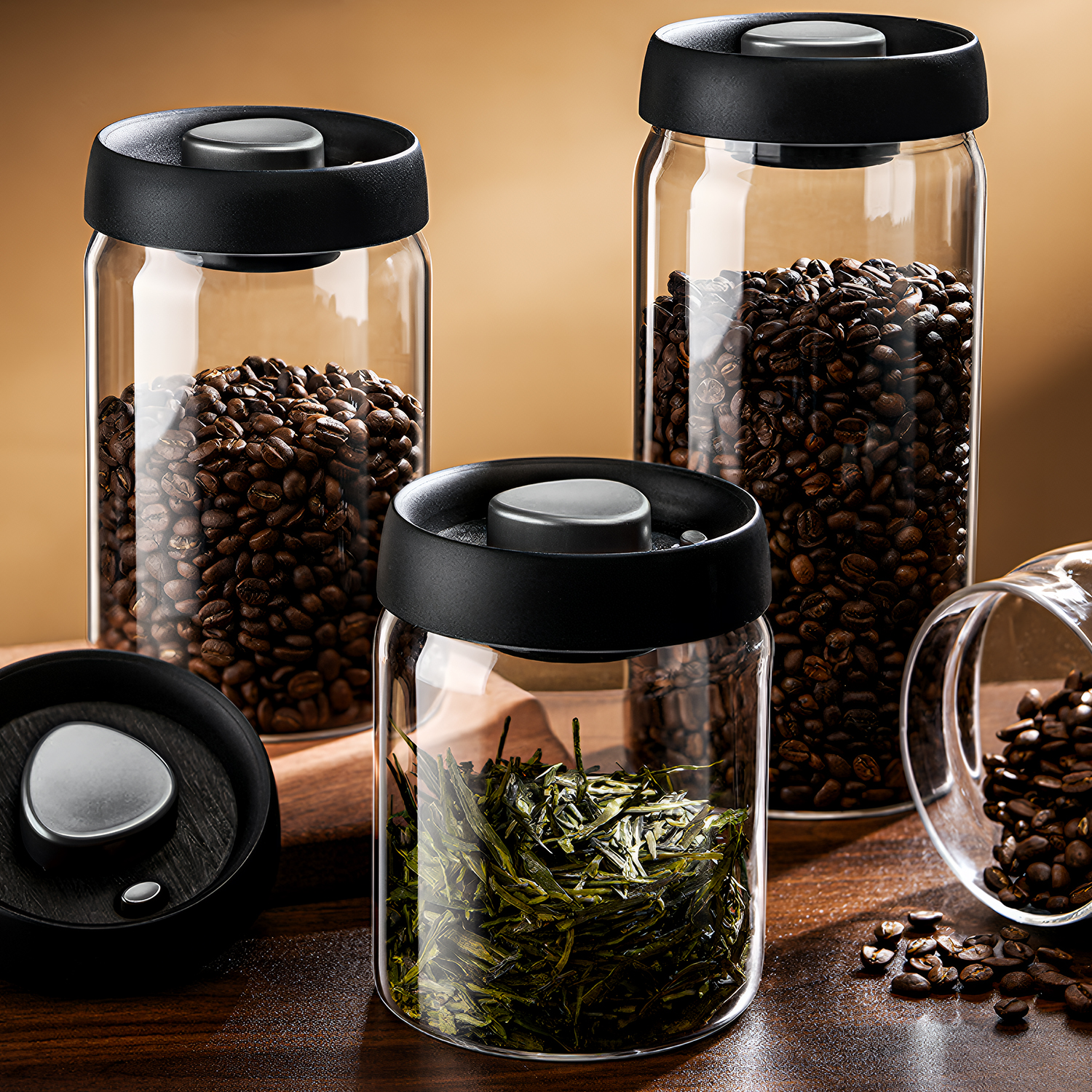 Food Storage Jars - OANKR Vacuum Coffee Canister 500ml 900ml