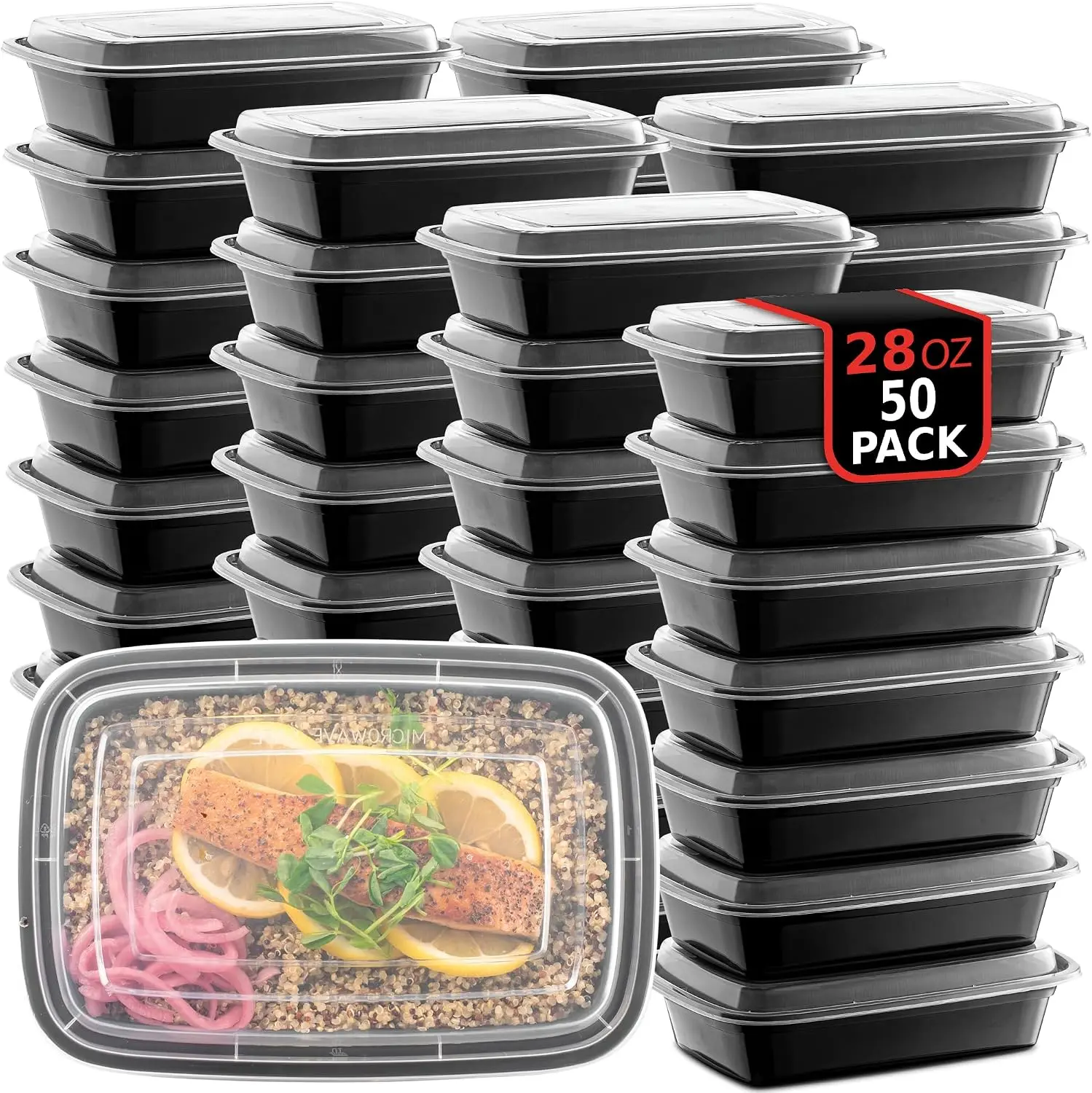 Food Storage Without Plastic - 50-Pack Reusable Meal Prep Containers Microwave