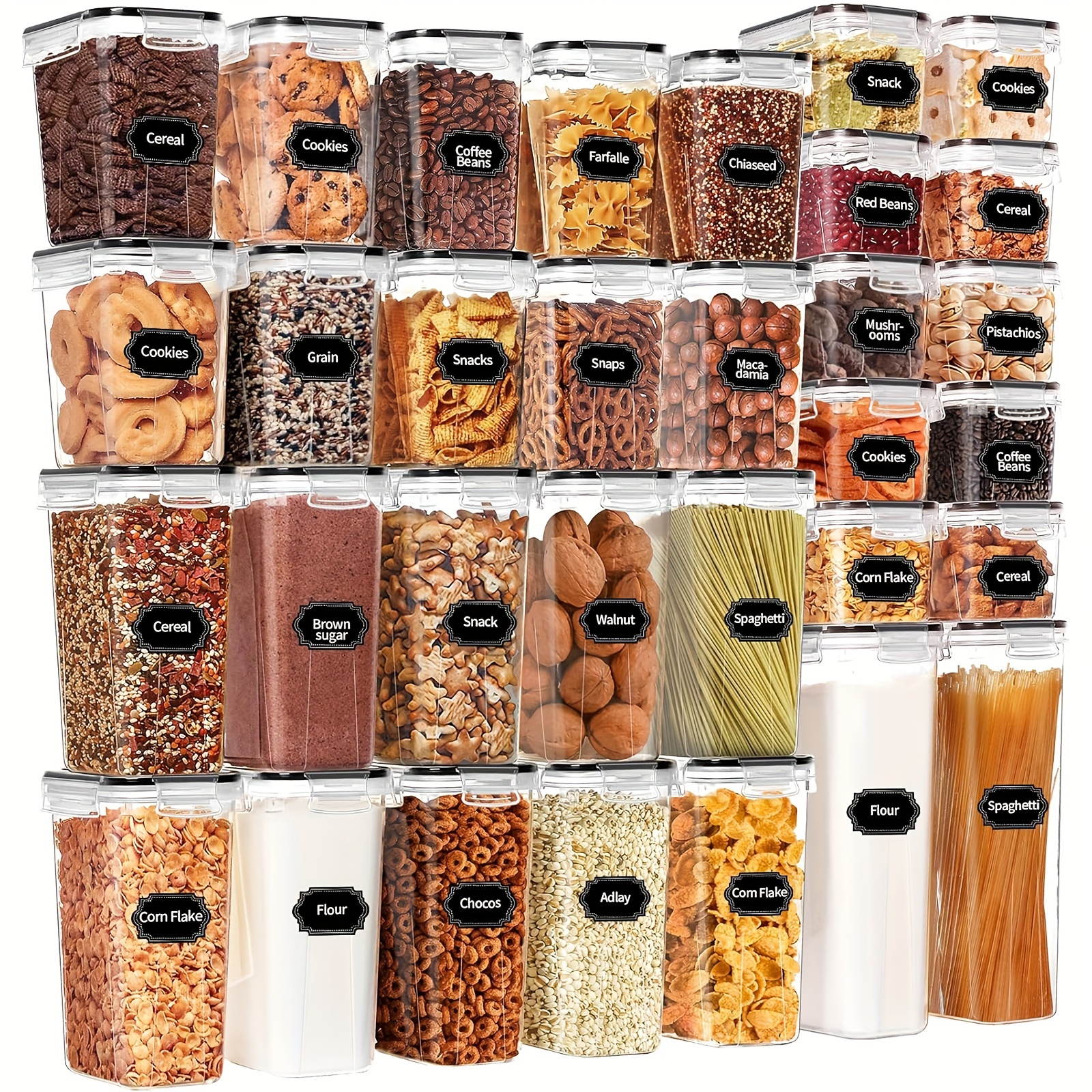 Food Storage Without Pantry - Set of 64 Airtight Food Storage