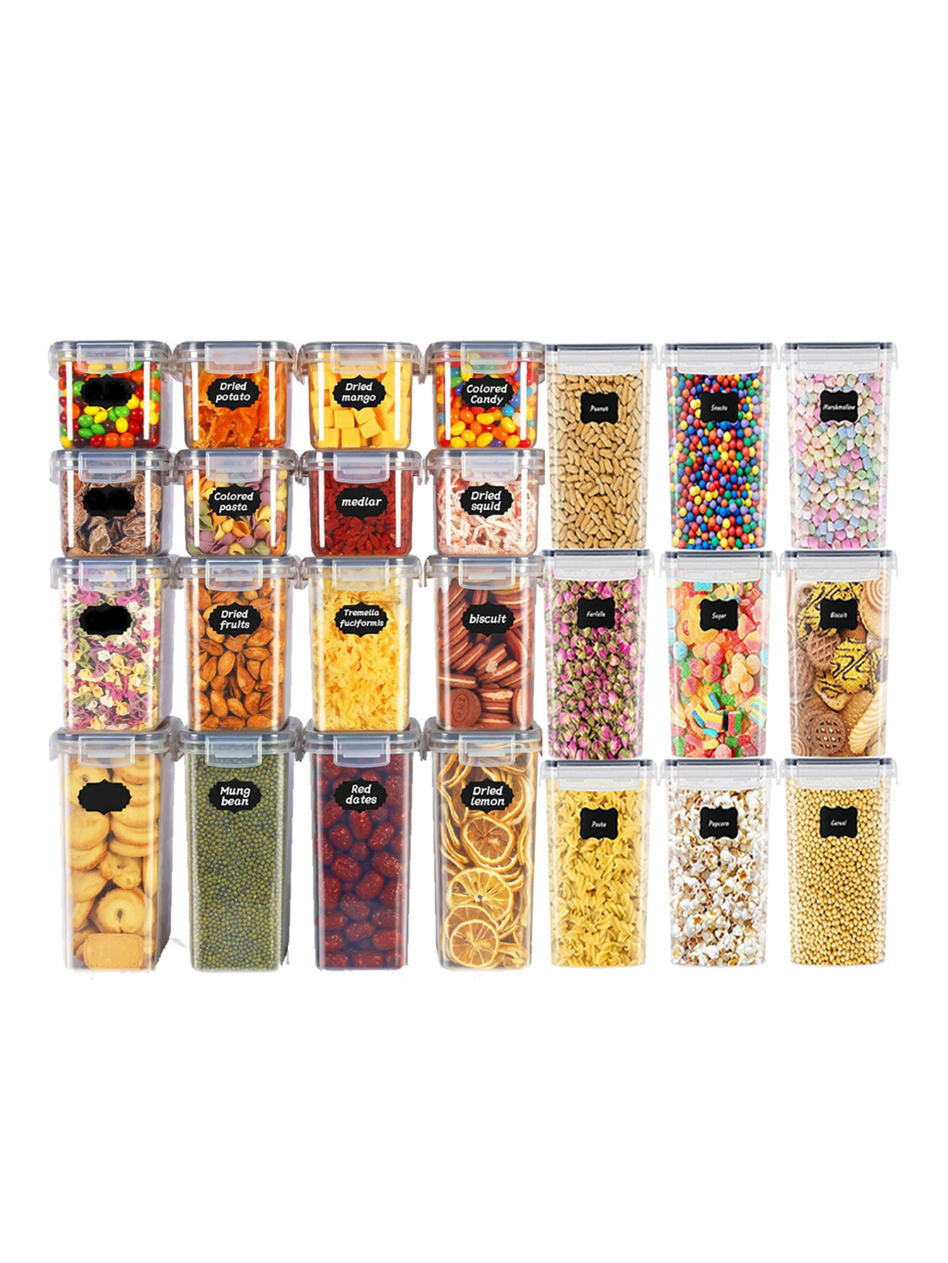 Food Storage In Pantry - 48pcs,Sealed food storage containers with LIDS,