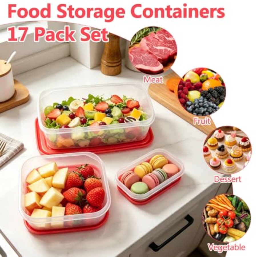 17Pcs Plastic Food Storage Set - Food Storage Meals avis et prix
