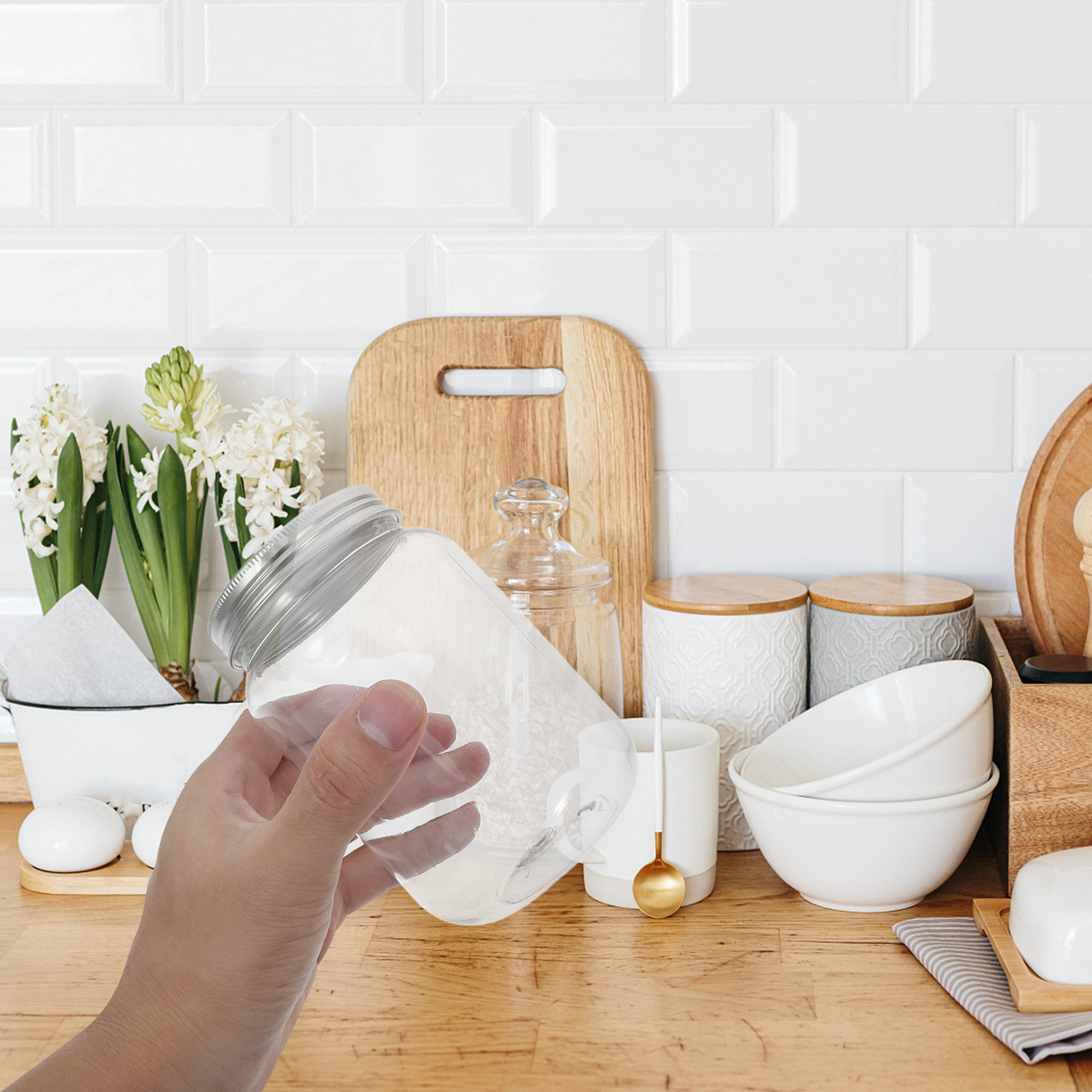 4Pcs Clear Plastic Jars with A - Food Storage Jars avis et prix