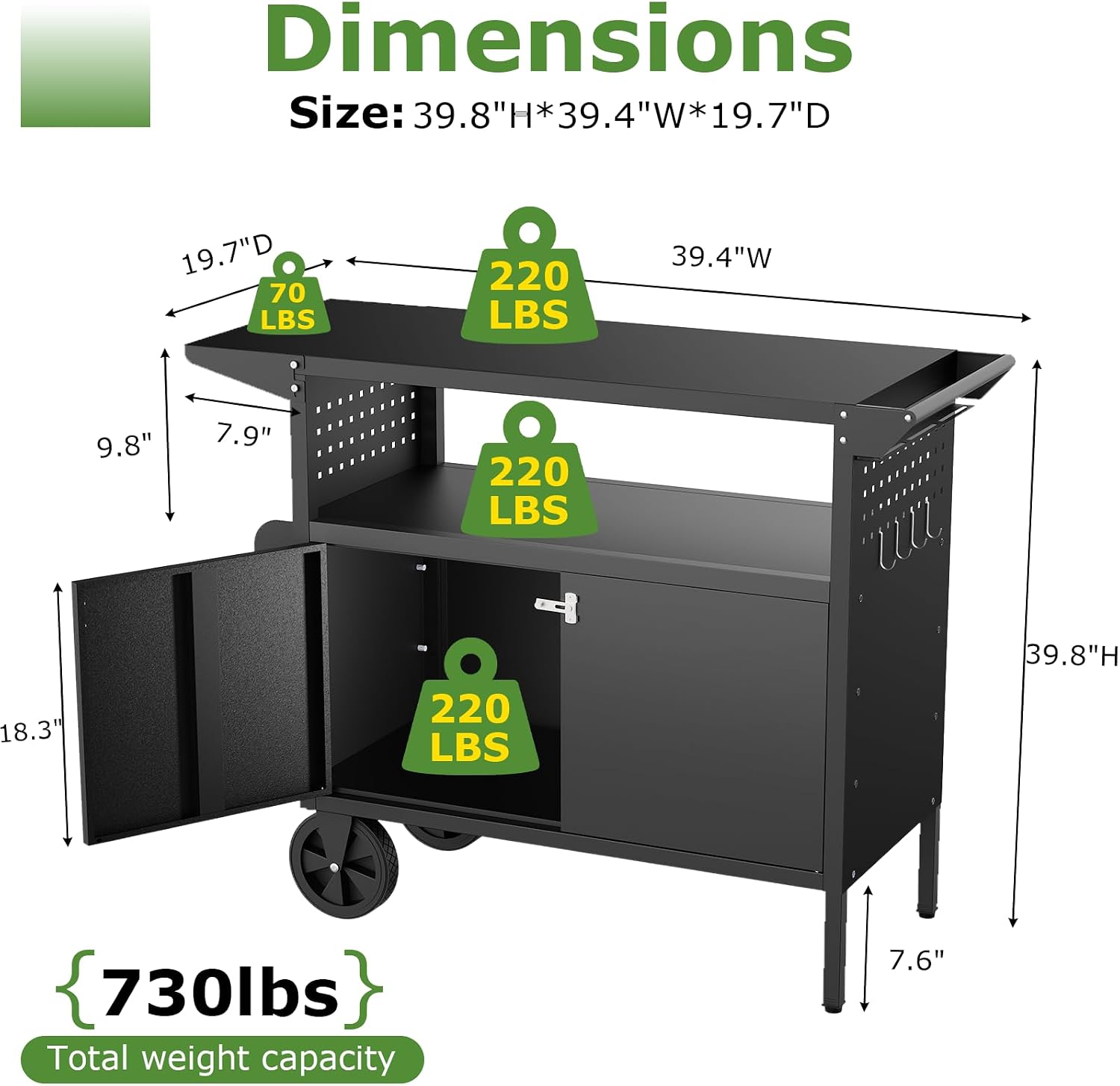 Outdoor Grill Cart Table With  - Food Storage Table avis et prix