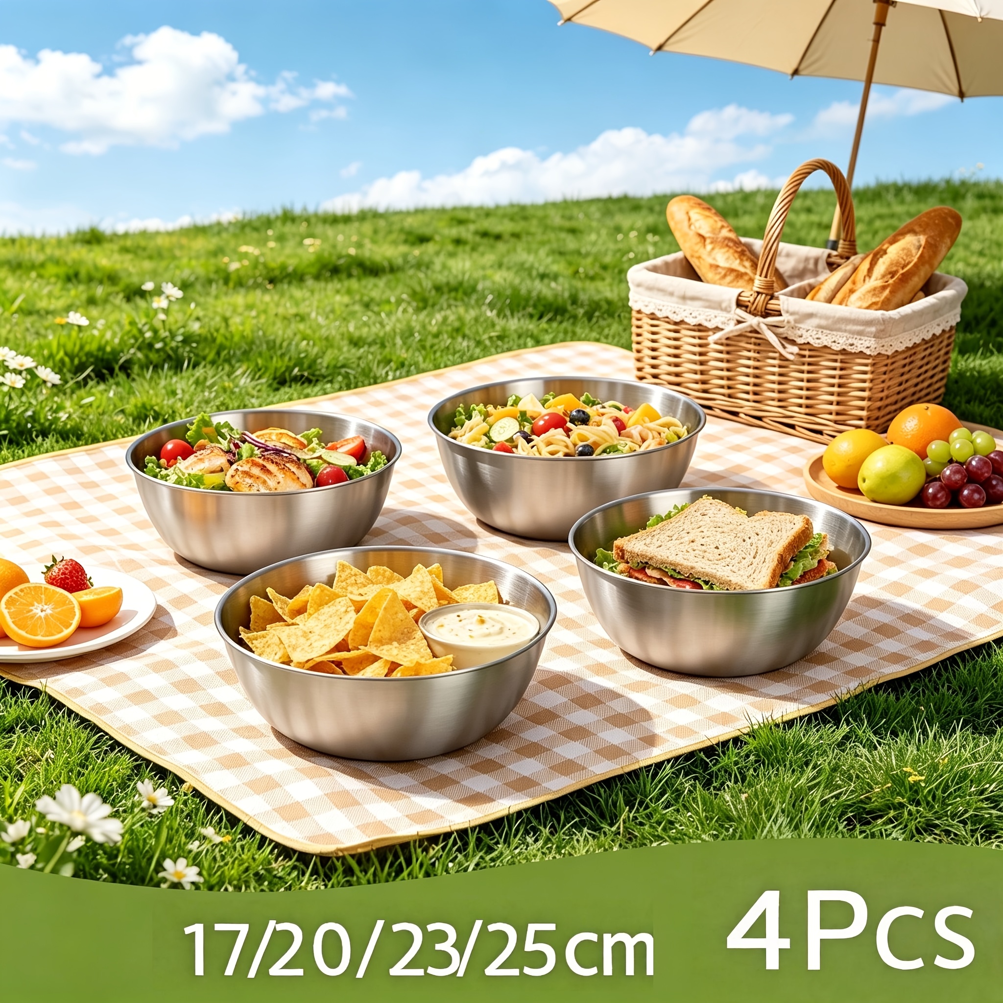 4Pcs, 17/20/23/25cm Multifunct - Food Storage Bowls avis et prix