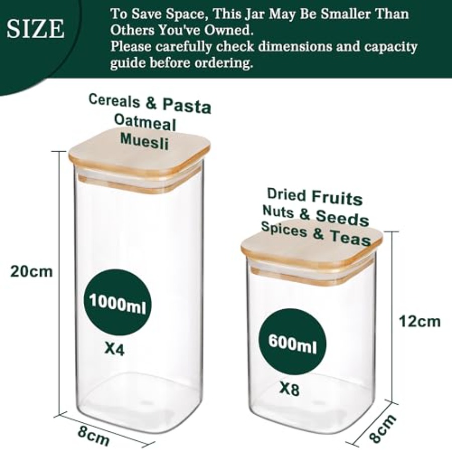 12-Pack Square Glass Storage J - Food Storage In Pantry avis et prix