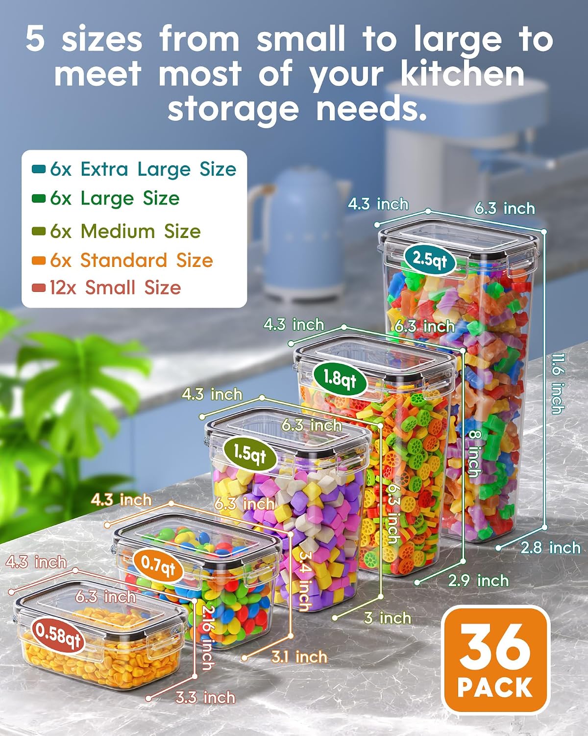 36 Pcs Airtight Food Storage C - Food Storage In Pantry avis et prix