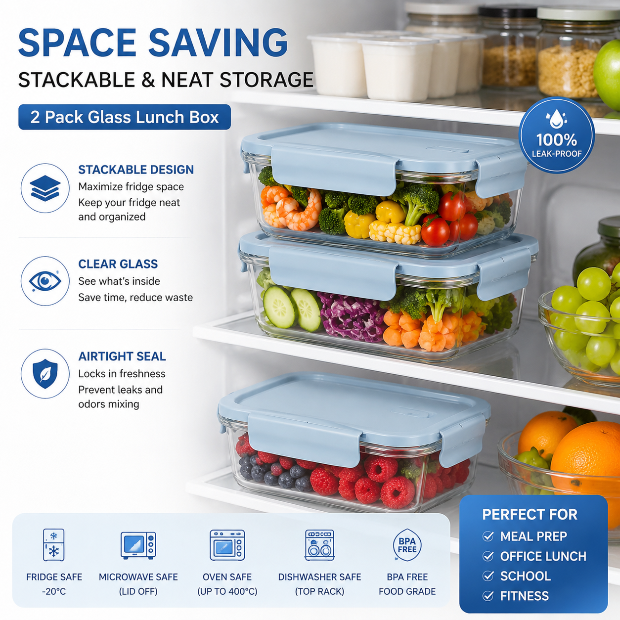 2 Pack Glass Meal Prep Contain - Food Storage Bowls avis et prix
