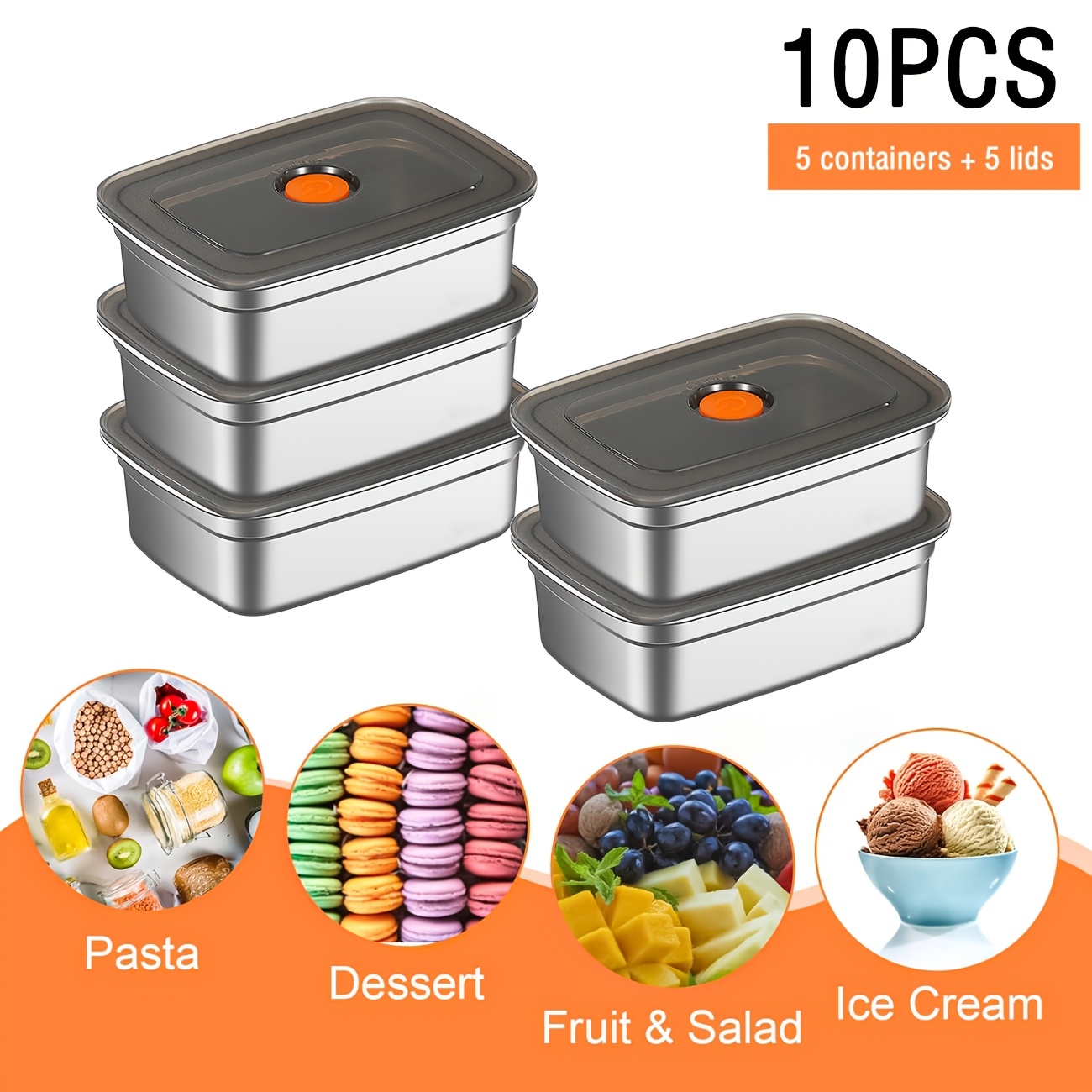 10-Piece Stainless Steel Food  - Food Storage Freezer Containers avis et prix