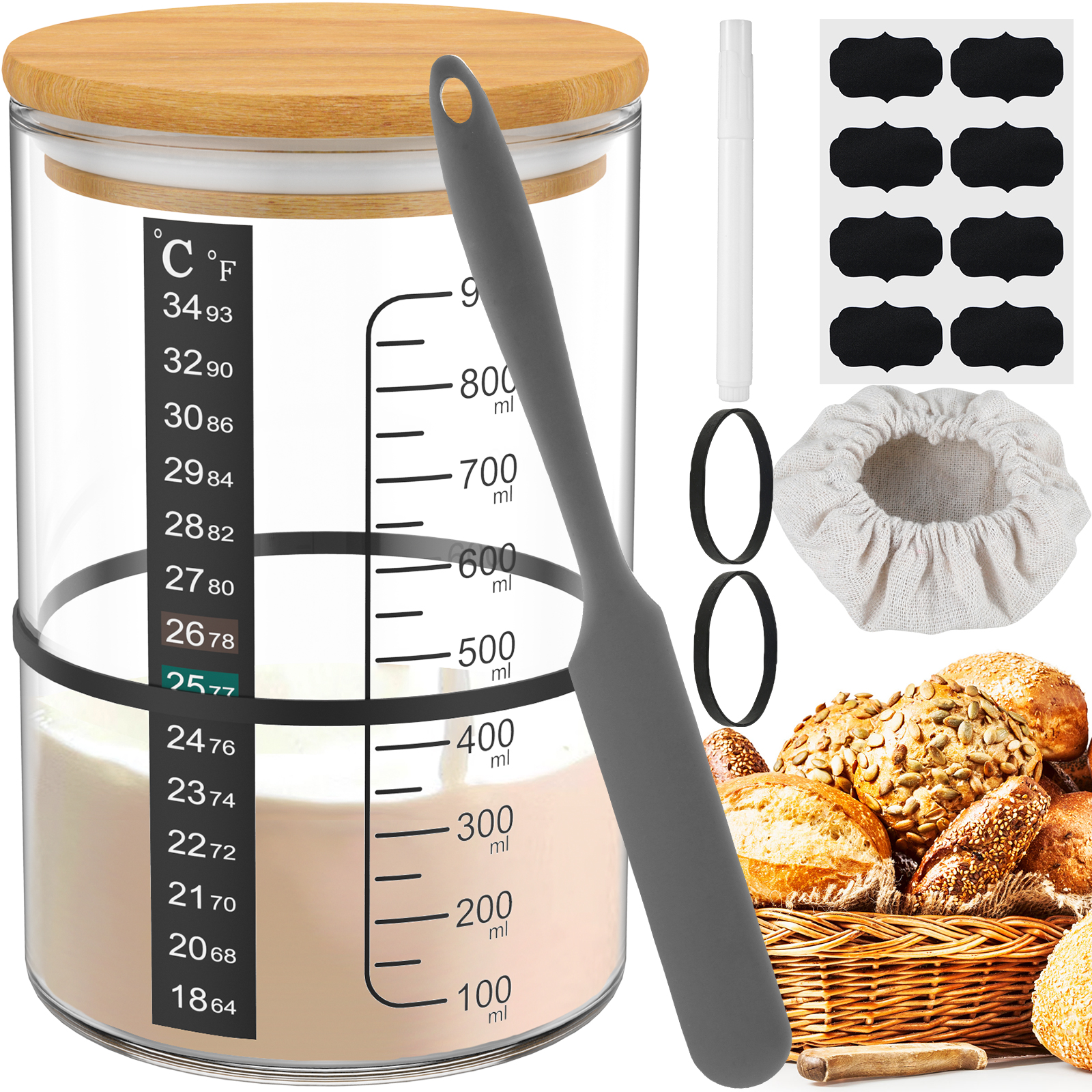 Sourdough Starter Jar Kit Sour - Food Storage Glass Box avis et prix