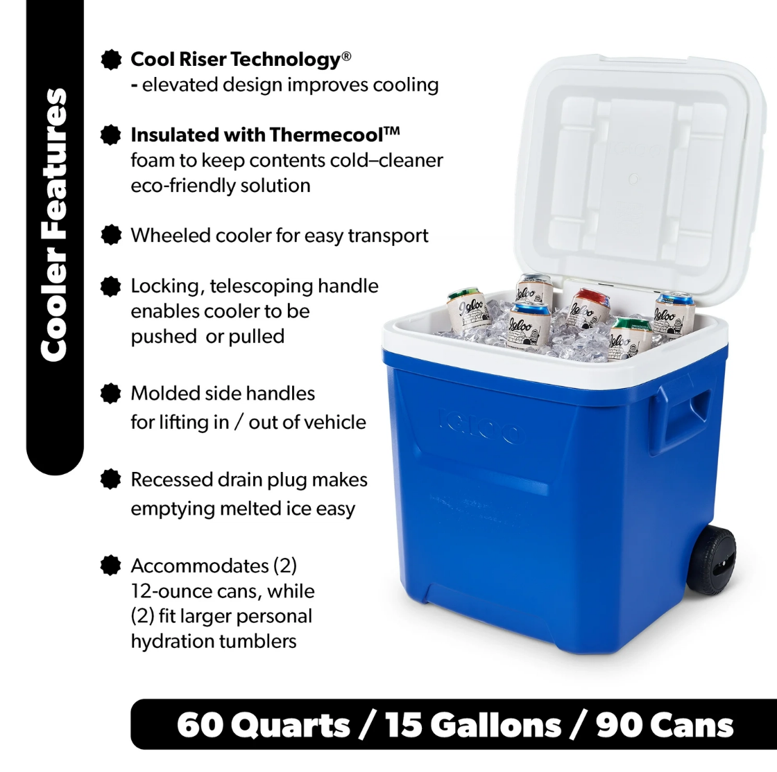 60 QT Blue Laguna Wheeled Hard - Food Storage In Cooler avis et prix