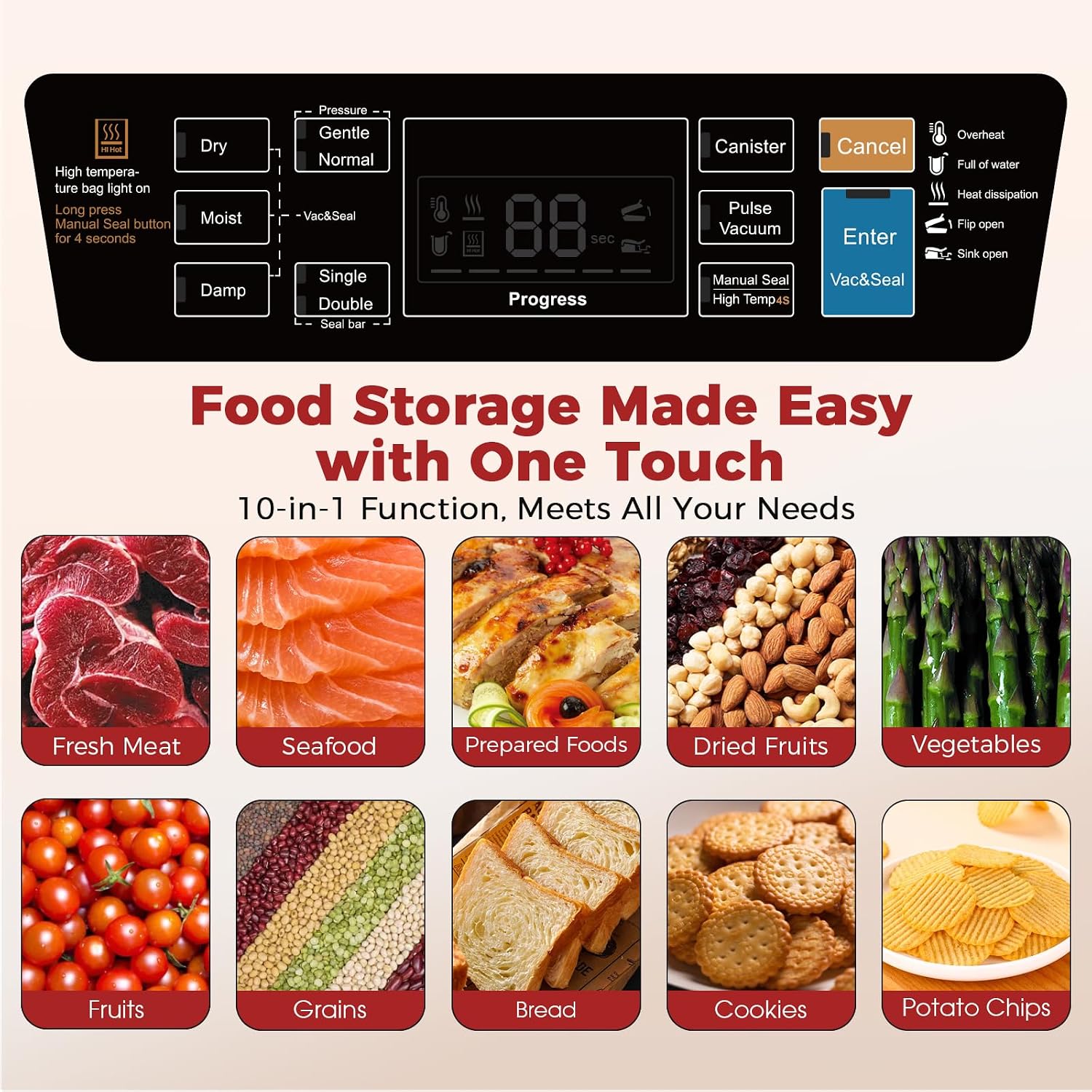 230W 95KPa Vacuum Sealer, 10-i - Food Storage Vacuum Seal Bags avis et prix