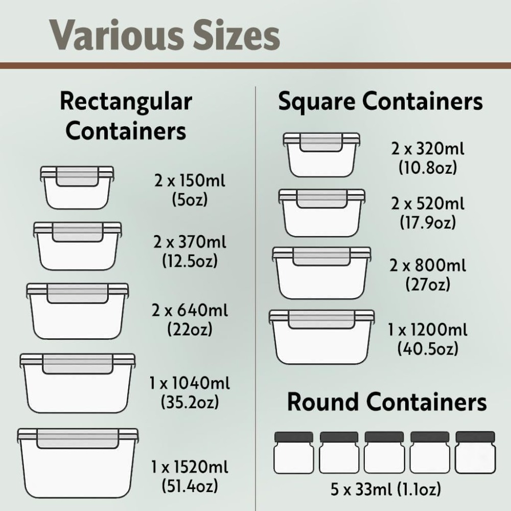 40-Piece Glass Food Storage Co - Food Storage Freezer Containers avis et prix