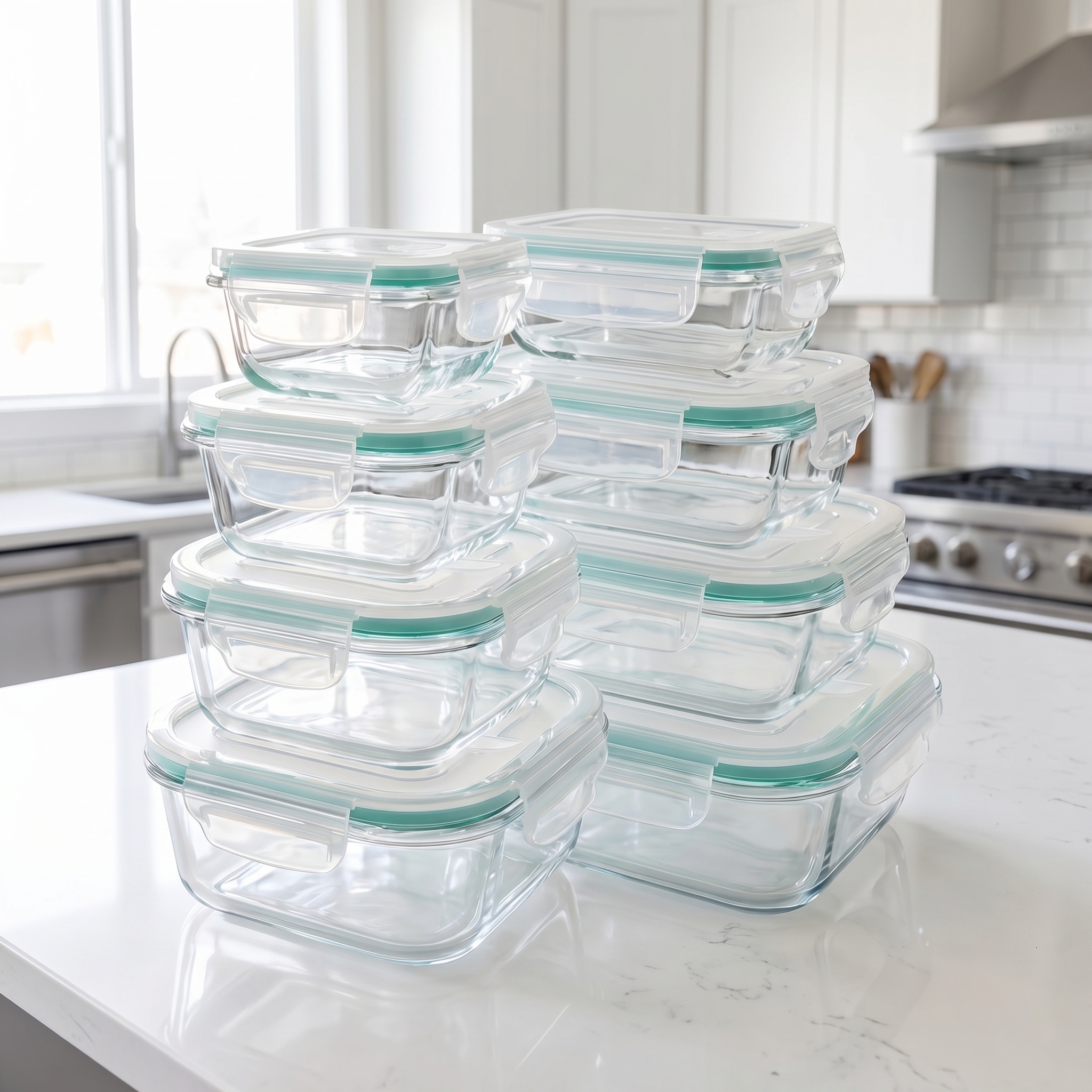 A set of 8 food storage contai - Food Storage Glass Box avis et prix