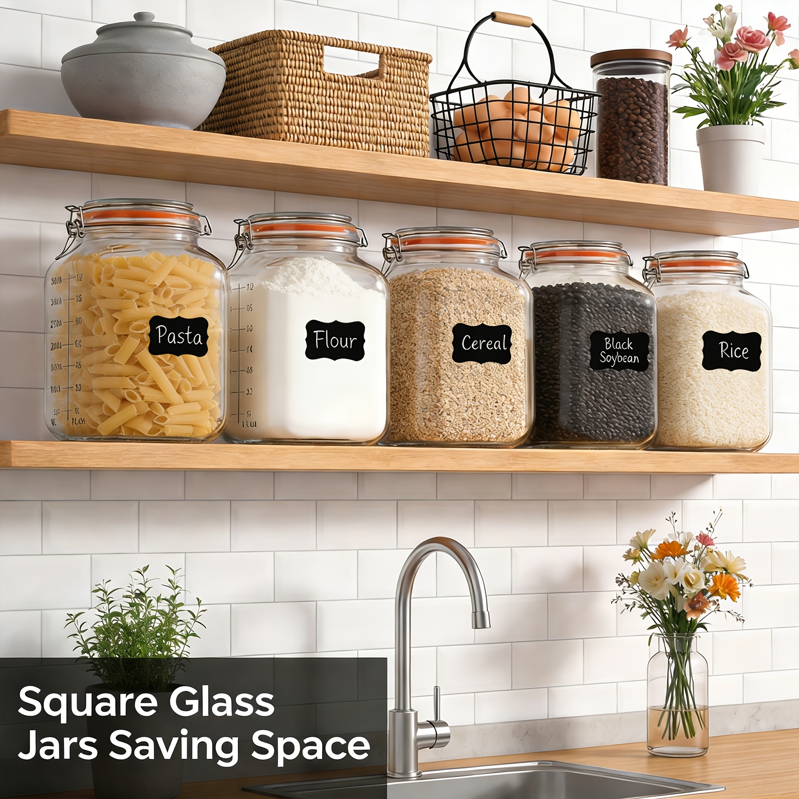 2-Pack Square Glass Storage Ja - Food Storage Without Pantry avis et prix
