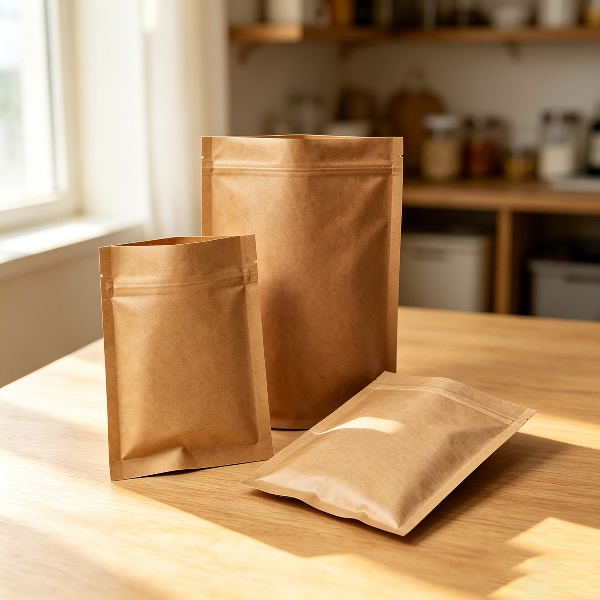 100PCS Brown Kraft Paper Zippe - Food Storage Reusable Bags avis et prix