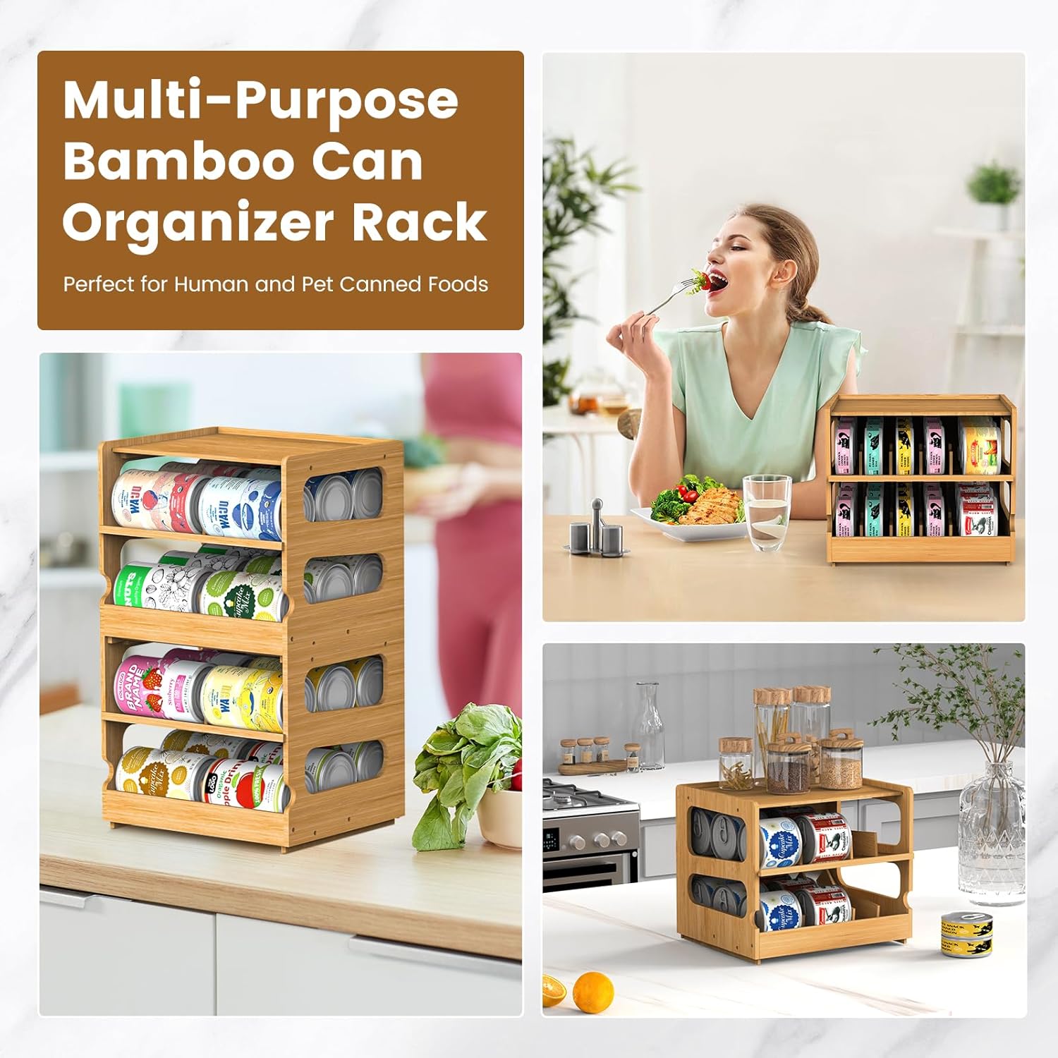 2 Tier Stackable Bamboo Can Or - Food Storage Without Pantry avis et prix