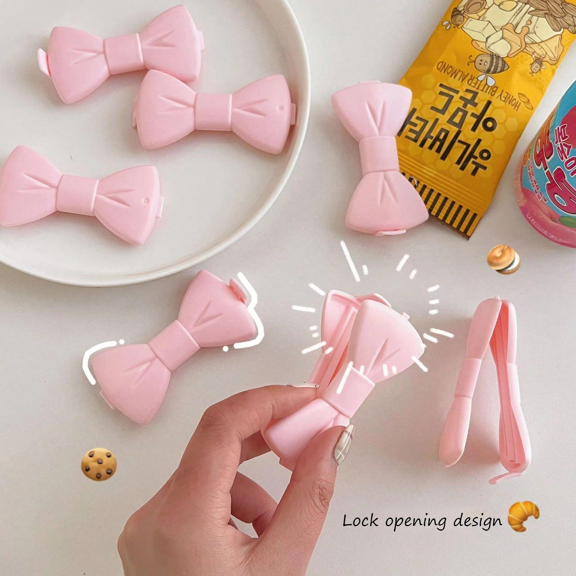 5PCS Kawaii Food Sealing Clip  - Food Storage Reusable Bags avis et prix