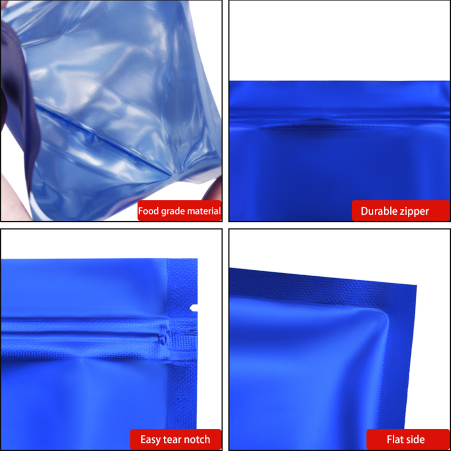 100pcs Matte Blue Foil Zipper  - Food Storage Reusable Bags avis et prix
