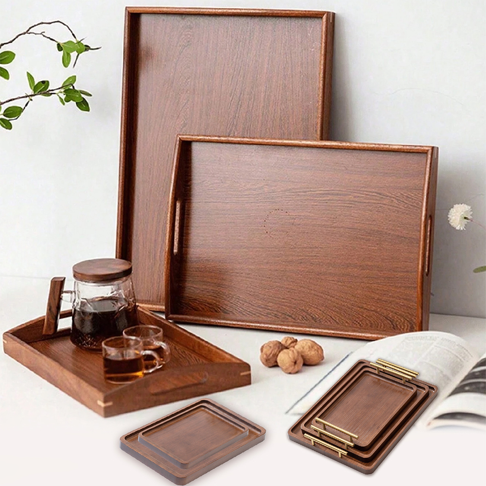 Wooden Serving Tray with Handl - Food Storage Table avis et prix