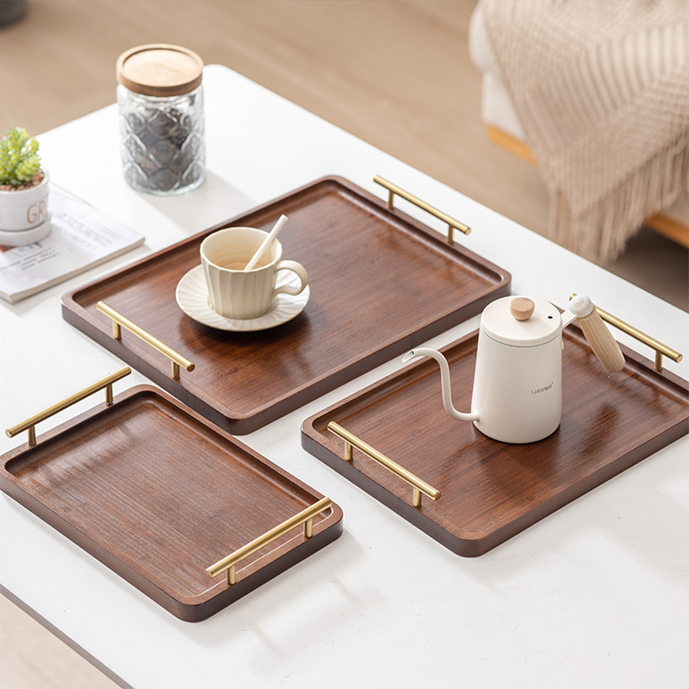 Wooden Serving Tray with Handl - Food Storage Table avis et prix