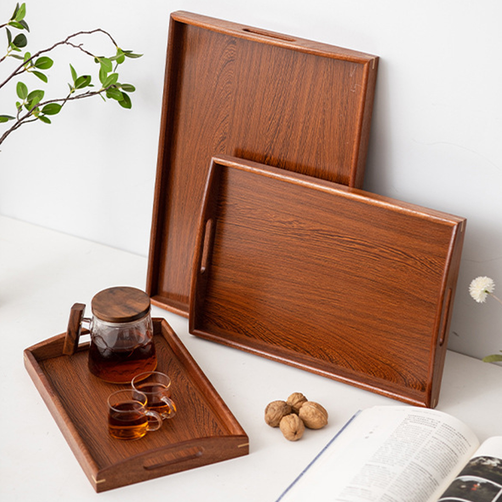 Wooden Serving Tray with Handl - Food Storage Table avis et prix