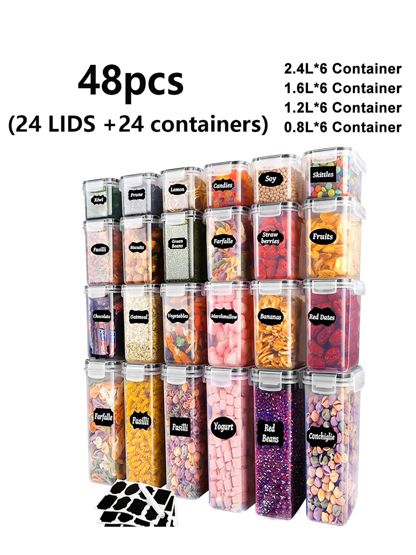48pcs,Sealed food storage cont - Food Storage In Pantry avis et prix